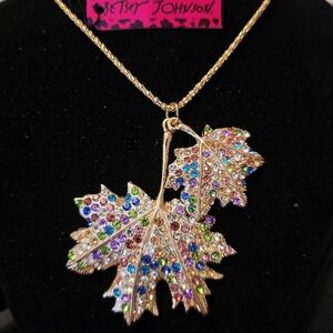 Betsey Johnson Multicolor Leaf Pendant Necklace